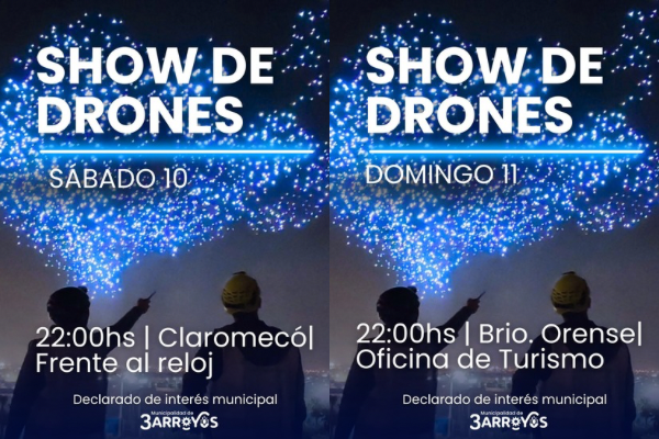 Claromec&oacute; y Orense se iluminan este fin de semana con un show de drones