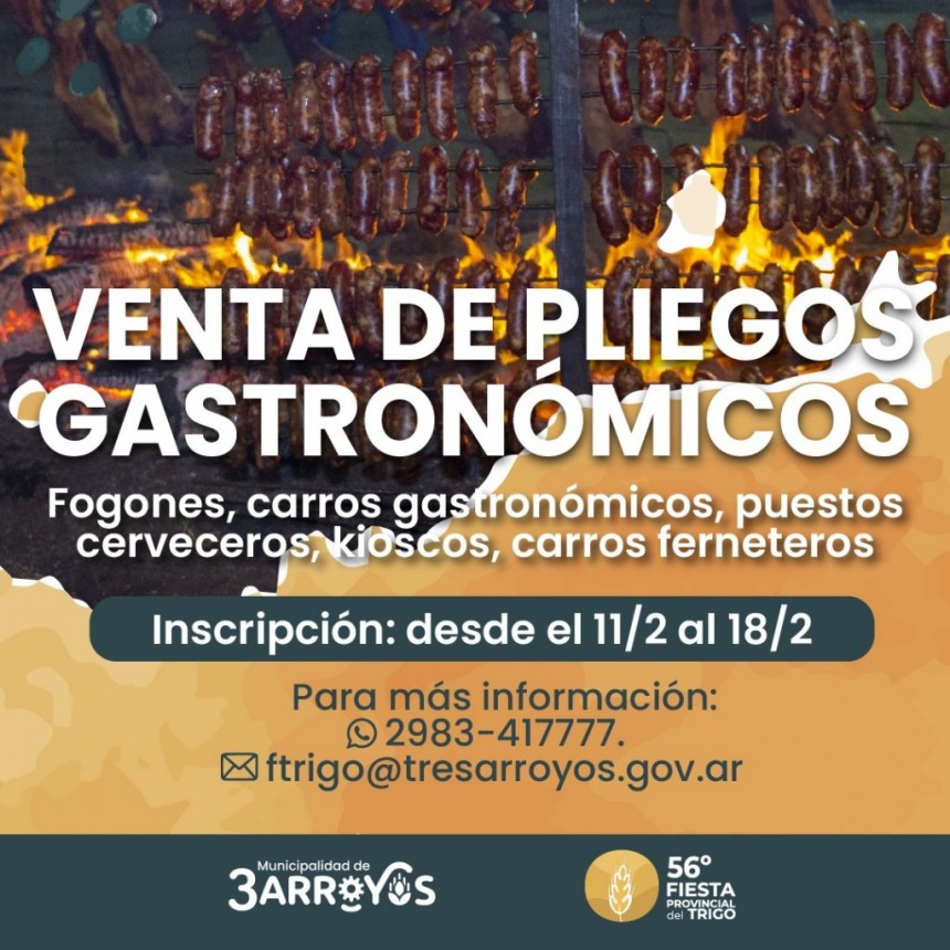 Venta de pliegos gastron&oacute;micos para la Fiesta del Trigo