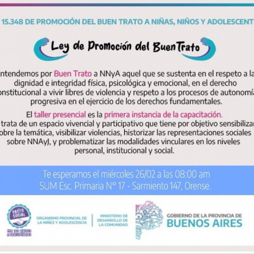 Inician las capacitaciones en Promoci&oacute;n del Buen Trato a Ni&ntilde;os, Ni&ntilde;as y Adolescentes