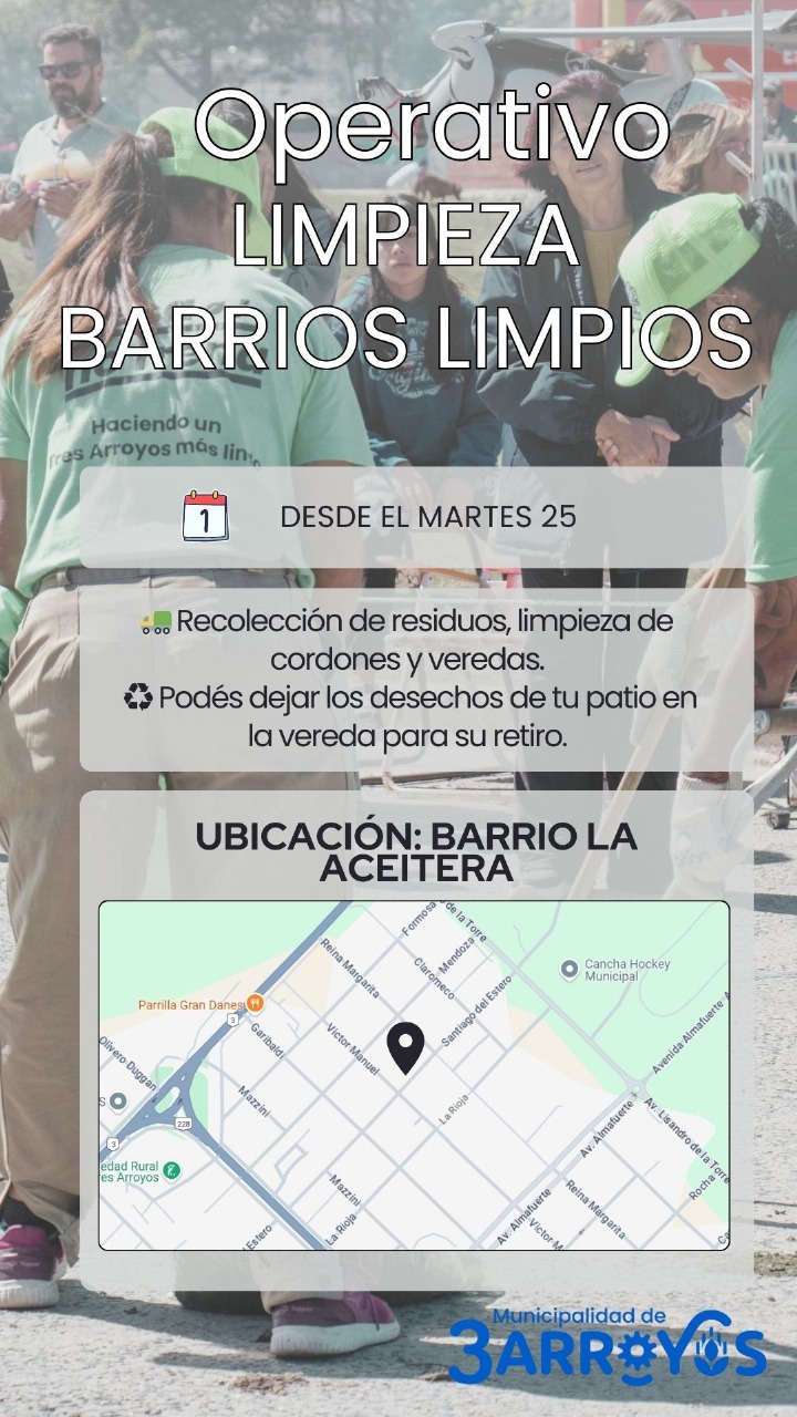 Operativo de limpieza en el barrio La Aceitera