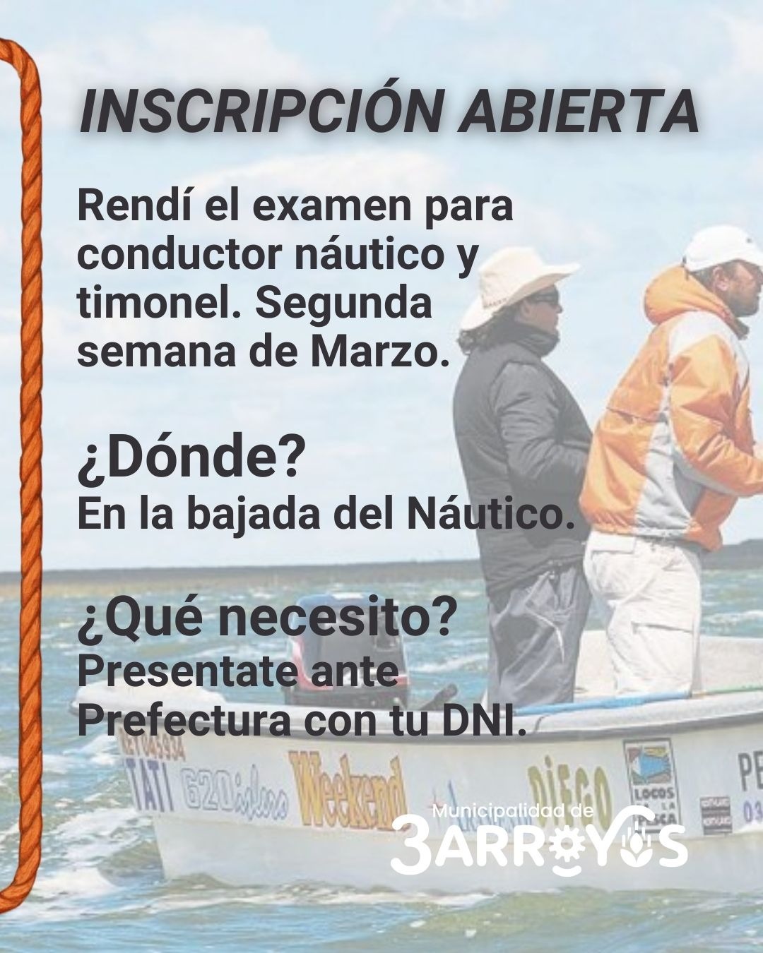 En Claromec&oacute; se realizar&aacute; el examen para Conductor N&aacute;utico y Timonel