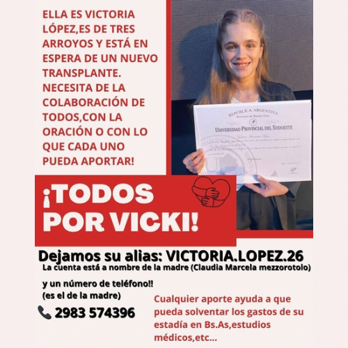 Todos por Vicki: joven de nuestra ciudad espera un nuevo trasplante