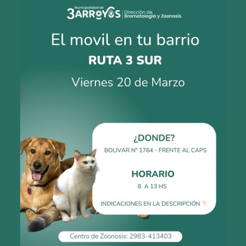 El m&oacute;vil de Bromatolog&iacute;a y Zoonosis llega a Ruta 3 Sur con jornadas de castraci&oacute;n