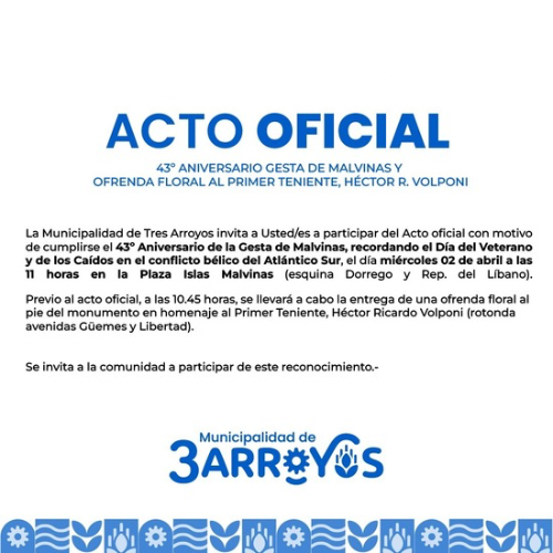 Acto oficial del 43&ordm; Aniversario de Malvinas