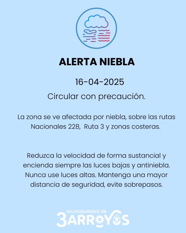 Alerta por niebla: recomiendan extremar precauciones al circular