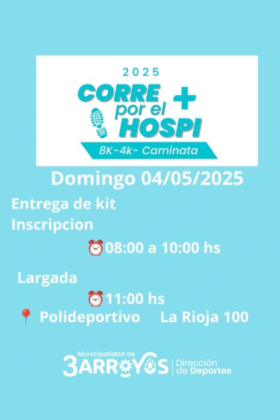 Corre x el Hospi: este domingo se realiza la carrera solidaria en beneficio del Hospital