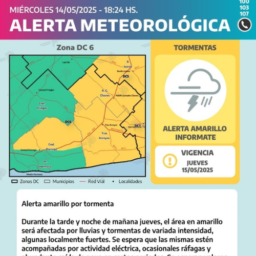 Alerta Amarilla por tormentas en PBA este jueves y viernes