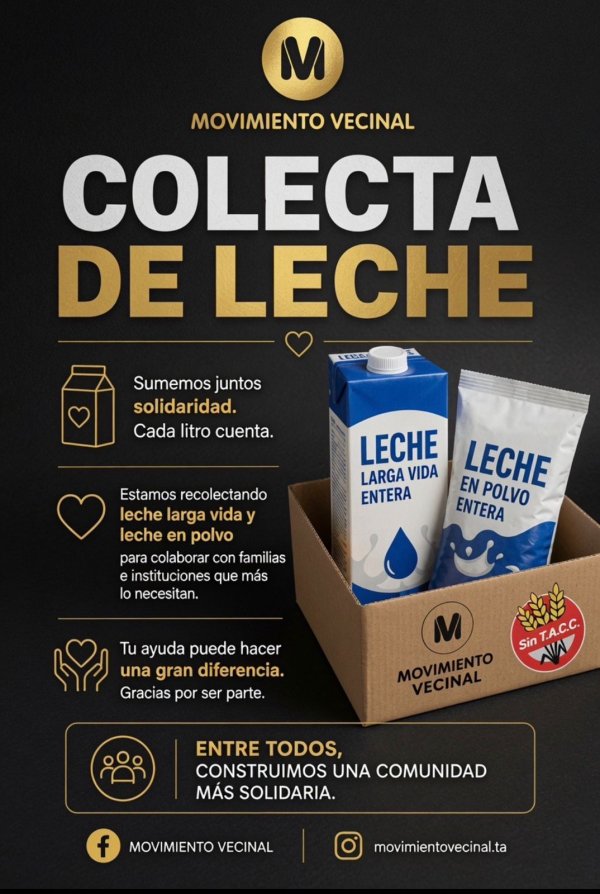 El Movimiento Vecinal impulsa una colecta solidaria de leche
