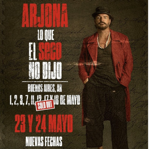 Ricardo Arjona vuelve a Argentina con 10 shows en el Movistar Arena