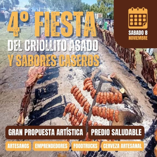 Invitación a la Fiesta del Criollito Asado y Sabores caseros en Orense